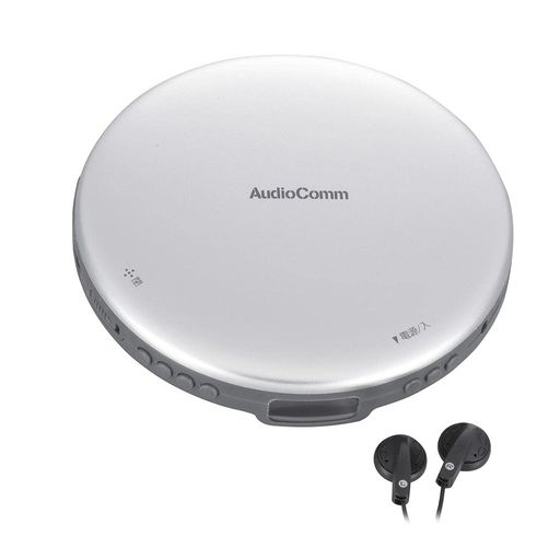 オーム電機AudioCommポータブルCDプレーヤー乾電池AC電源音飛び防止プログラム再生リピート再生ステレ..