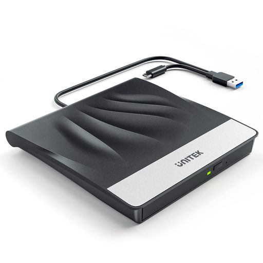 UNITEK 外付けCD/DVDドライブ USB 3.0/TYPE Cポート付き ポータブルドライブ 読み込み・書き込み 【WINDOWS 11/10/8/7・MAC PRO/AIR・MACBOOK・LINUXなどに対応】 薄型 超高速 軽量 コンパクト