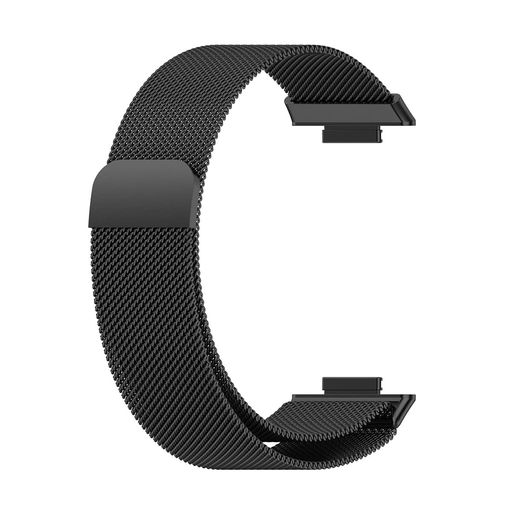 [SOOYEEH]HUAWEI用WATCHFIT2用ベルトファーウェイ用WATCHFIT2用交換バンドステンレス製金屬ベルトミラネーゼループ裝著簡単12色可選マグネットロック(ブラック)