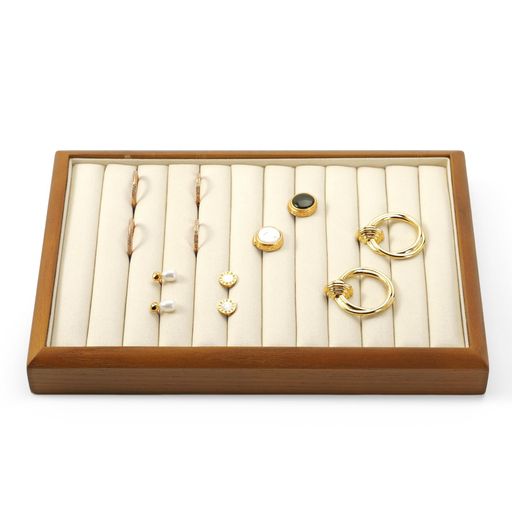 Woodtenリングトレイ木製トレイリングイヤリングディスプレイトレイジュエリートレイリング、イヤリング、ブローチを収納可能アクセサリートレイ