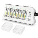 EBL 単4電池 充電器セット 8スロット 独立充電器+単四電池(1100MAH*8)セット 単三単四 ニッケル水素/ニカド充電池に対応可能 単4電池・充電器パック(2)