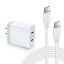 VIVIBER 急速充電器 TYPE-C ACアダプター タイプC充電器 (USB-C 2ポート/40W/PSE認証) PD USB Cケーブル付き IPHONE 15 PRO MAX 充電コンセント アンドロイド充電器 ANDROID スマホ 充電器