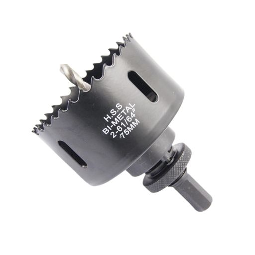 ホールカッター75mmLAIWEIバイメタルホールソーHSS製丸型ホールソーヘッド1.8mm厚、切り込み深さ38mmまで、ヘビーデューティーアーバー付き、木材、プラスチック、石膏ボード、金属パイプ用