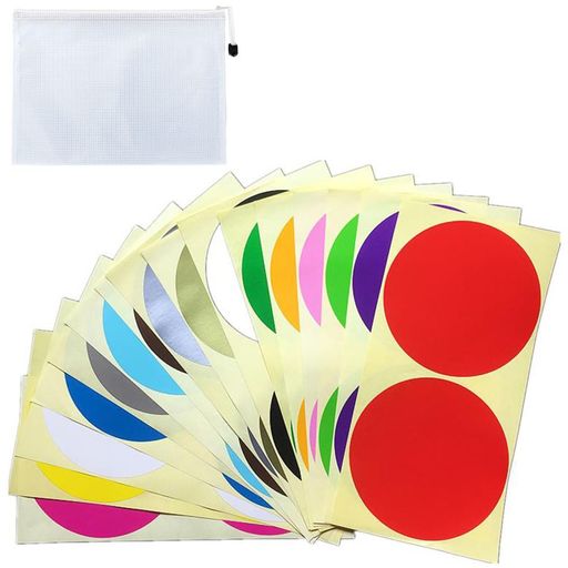 カラーラベル丸型64片入り丸シール円形シール大きめ直径100mm32シート16色ステッカーラベルシールファ..