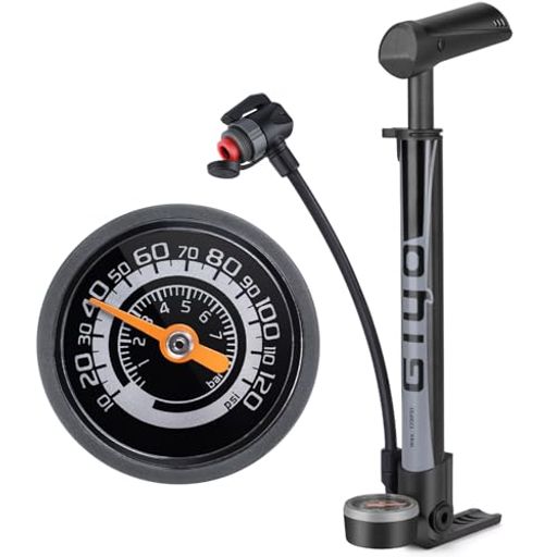 GIYO自転車空気入れ携帯ポンプ仏式/英式/米式バルブ対応大型ゲージ付き120psi携帯用軽量ミニフロアポン..