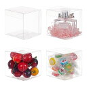 BENECREAT50個セットPVC透明プラスチックケース7x7x7cm折り畳みボックス防水バレンタインデー小物入れクリアギフトボックス(3)