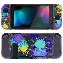 PlayVitalスイッチに対応する保護ケース、Switchに対応用ソフトTPUスリムケースカバーカラフルなABXYボタンキャップ付き、パターン付き保護シェル【...