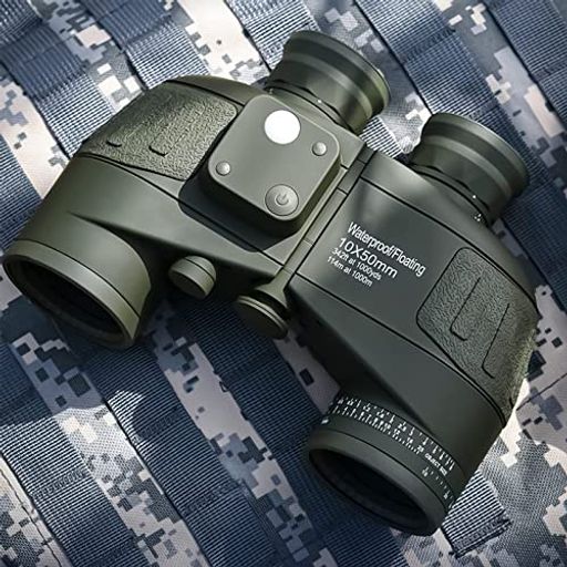 FOCUHUNTER双眼鏡10x50マリンそうがんきょう軍用望遠鏡距離計目盛り機能搭載レンジファインダー照明コ..