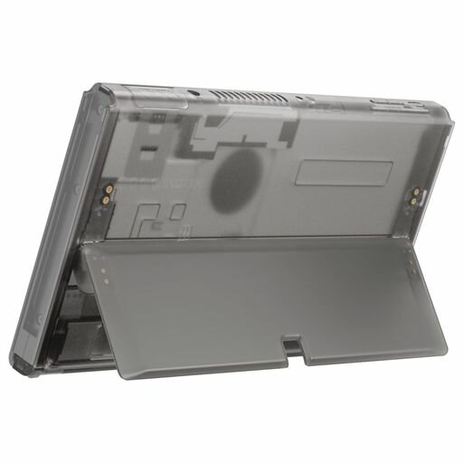 eXtremeRateswitch有機elに対応用コンソールバックプレートDIY交換用ハウジングシェルケース、キックスタンド付き-コンソールおよびジョイコンは含まれていません【クリアブラック】