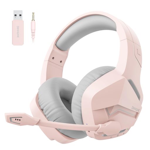 BINNUNEワイヤレスゲーミングヘッドセットマイク付き120時間連続使用可能【2.4Gドングル/BLUETOOTH5.3/3.5MM3WAY接続】2.4GHZ低遅延ワイヤレスヘッドセットノイズキャンセリングマイク付きミュー…