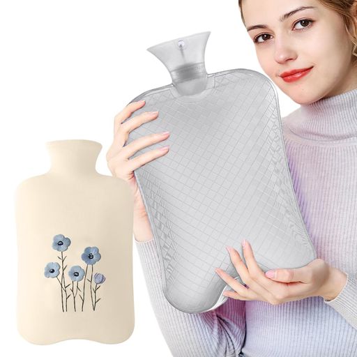 TONGMO湯たんぽ注水式かわいい刺繍カバー付き容量3.0Lエコ湯タンポお湯入れおしゃれ軽量柔らかゆたんぽ..