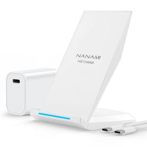 NANAMIワイヤレス充電器(USB-C20W出力の急速充電器付属)QI/PSE認証済みIPHONE16/15/14/13/12シリーズ/SE第三世代/11(PRO)/XS(MAX)/XR/X/8(PLUS)GALAXY