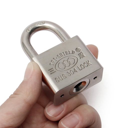 Aicosineg南京錠鍵式304ステンレス製屋外耐久性耐食性防水鍵穴防犯キーロックセキュリティロックシルバ..