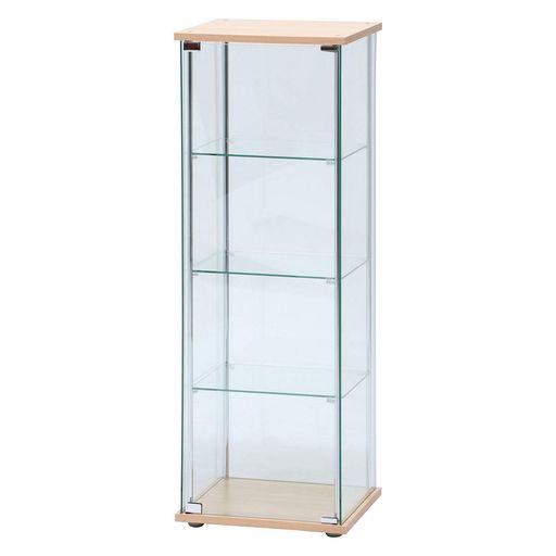 不二貿易コレクションケースフィギュアケース4段幅42.5x奥行36.5x高さ120cmナチュラル全面ガラス組立商品ロータイプ97340