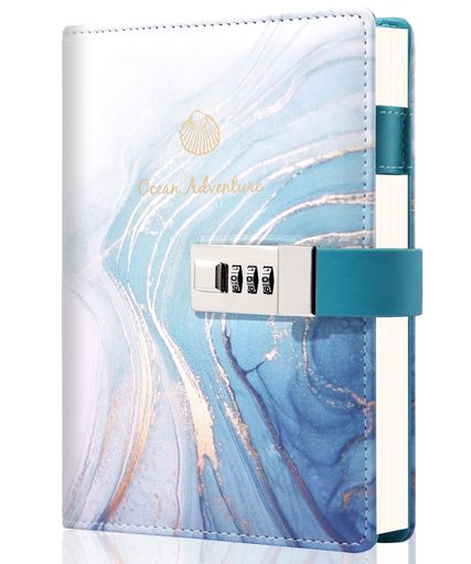 鍵付きノート大理石日記帳鍵付き詰め替え可能鍵付き日記帳レザー風ロック可能100gの厚い用紙おしゃれ手..