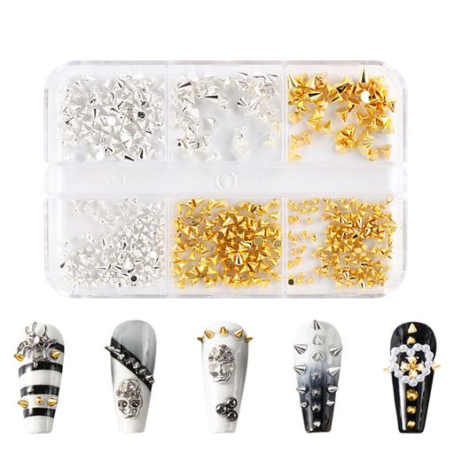 ネイルパーツスタッズ円錐3D立体レトロパンク地雷錐形ブラックシルバーゴールド合金ネイルストーンネイ..