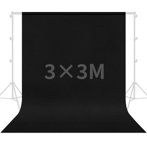 Lightdow撮影用背景布黒300cmx300cm折りたたみバックペーパー無反射無地不透明全身撮影人物撮影背景布..