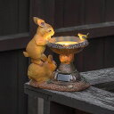YXYOLLEDライト、ソーラーうさぎ鳥の飾り屋外アニマル置物樹脂の庭の装飾屋外ガーデンガーデンライトガーデンダブルウサギの像