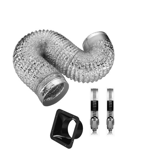 Batreetekダクトホースアルミフレキシブルダクト換気排気ダクト蛇腹ダクト口径100mm長2m付きパイプ用フ..