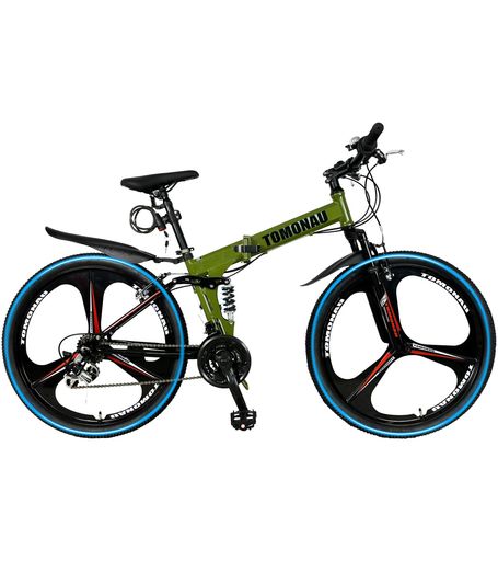 TOMONAU折りたたみ自転車26インチ自転車3本スポーク一体型ホイール折り畳み自転車折りたたみ式マウンテンバイクWサスペンション搭載18段変速