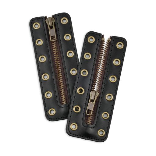 [Soletec]ソレテック本革製手作り6穴付きジッパーユニットすべてのブランド用安全靴作業靴革靴ZIP-6-CR..