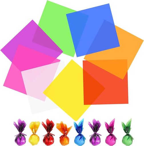 KALOLINNAカラーセロファンシート8色120枚セット子供達の工作DIY透明紙セロハンラッピング手芸紙(15.5cm120枚セット)