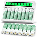 GRBATTY単三充電池8スロット充電器+単三(3000MAH*16)セット単三単四ニッケル水素電池に対応1.2V定出力2H急速充電約1200回使用可能(2)