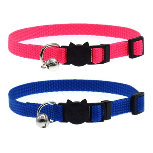 Cyhly猫用首輪ネコの首輪サイズ調節可能ベル付きセーフティバックル付超軽量柔らかいかわいい無地小型..