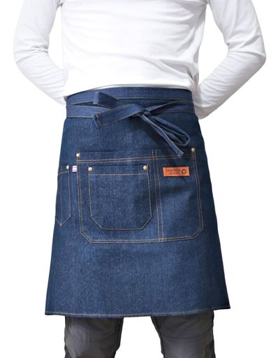 [LaTonsai]ハーフエプロンショート腰ひもエプロン前掛け前だれキッチンアウトドア作業男女兼用(BLUE-LS)