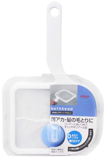 アイセンエチケットバスネット浴槽の湯アカ・髪の毛とり保管に便利な吸盤フック付き幅14.5x奥行26x高さ..