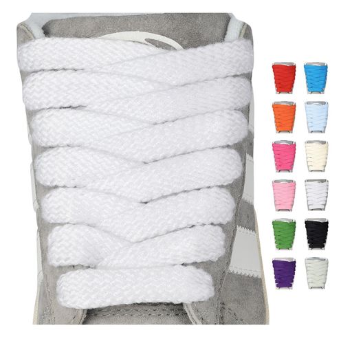 [Stepace]2足分(4本)ファットシューレース太い靴紐靴ひも極太平紐幅1.5cm黒白グレー立体感くつ紐くつひも100-160cmサイズ12カラーワイ..