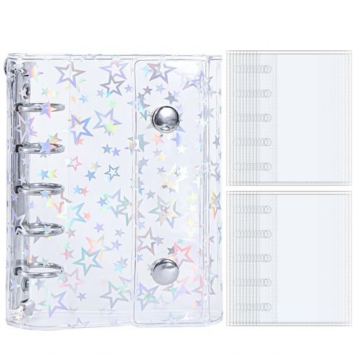 シール帳M5シールバインダートレカケース星柄コラージュノート両面収納リフィル10枚入り