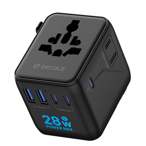 decqle海外変換プラグコンセントマルチ変換プラグ3USB-C&2USB-Aポート&追加の2ピンACコンセント7台同時..