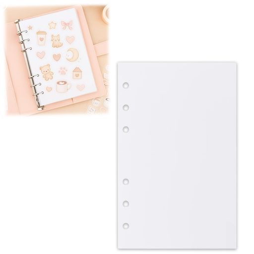 シール帳台紙80枚A6シール帳透明両面使いシール台紙6穴リフィルステッカー整理収納に便利