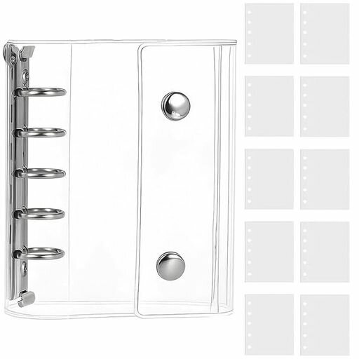 透明シール帳M5バインダー10枚リフィル付きクリア手帳型小物整理カード収納プリクラ整理はがせる男女兼用ギフト向け