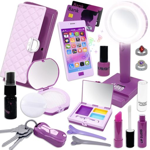 VBACALAおままごとメイクおもちゃ色が付けないお化粧セット女の子ドレッサーおもちゃメイクアップミラ..