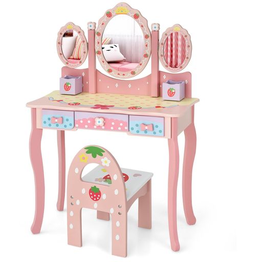 Costwayドレッサーおもちゃメイクおもちゃ子供用ままごとおもちゃ子供用化粧台化粧品おもちゃ付きお化..