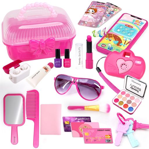 CORPERTOYSおままごとメイクセット女の子おしゃれ遊びコスメおもちゃスマホカメラ付きサングラス収納バッグ付き光る音が鳴るメイクアップごっこ遊びなりきりプレイ誕生日クリスマスギ…