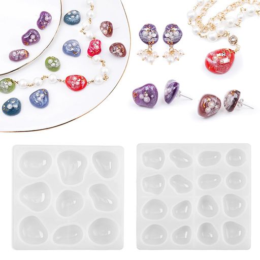 FineInnoシリコンモールド不規則宝石イヤリング耳飾りペンダントピアスレジン型鏡面宝石型シェイカーモ..