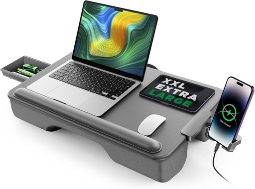 SAIJI膝上テーブルテーブルクッションデスクトップノートパソコンデスクPCクッションテーブル膝上作業PCデスクひざ上テレワーク軽量トレイテーブル持ち運び便利17インチまでのノートパ…