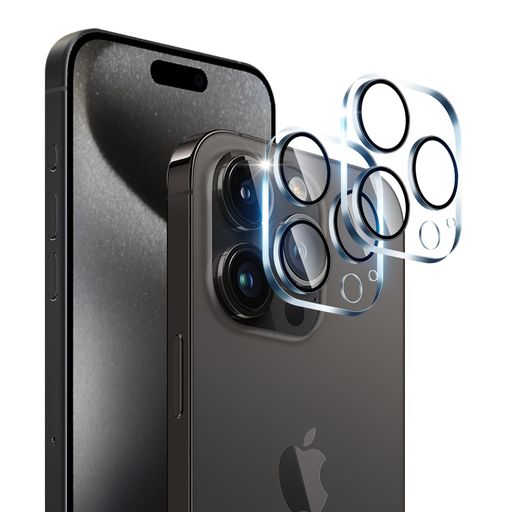 【2枚セット】対応iPhone15Pro/15ProMaxカメラフィルム2枚黒縁取り露出オーバー防止【日本硝子素材9H強度】対応アイフォン15プロ/アイ..