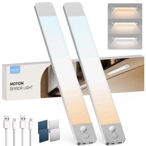 LROLTEFLEDセンサーライトフレームレス超薄型キッチンライト人感センサー室内マグネット付き40cm2200mA..