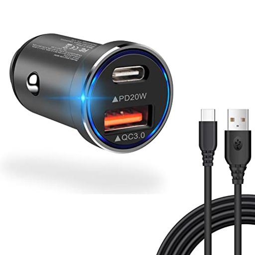 超小型シガーソケットusb急速充電(38W/PD20W+QC18W)iPoto【Type-cケーブル付/1.83M/1本】2ポート同時急速充電12V24V車スマホ充電車載充電器しがーソケットusb急速充電器全金属製