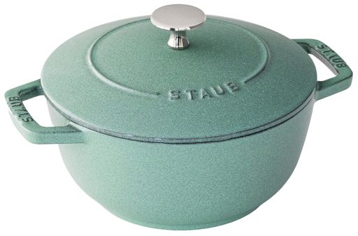 鋳物ホーロー鍋 STAUB ストウブ 「 ワナベ セージグリーン M 18CM 」 両手 鋳物 ホーロー 鍋 雪平 炊飯 2合 IH対応 【日本正規販売品】 WA-NABE 40508-824