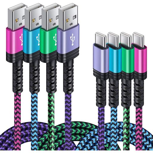 USB TYPE C ケーブル 【1.8M 4本*4色】 3A急速充電 QC3.0対応 タイプC充電ケーブル 高耐久 ナイロン USB A TO USB C ケーブル XPERIA 10II XZ XZ2 XZ3 GALAXY A20 A21 S10