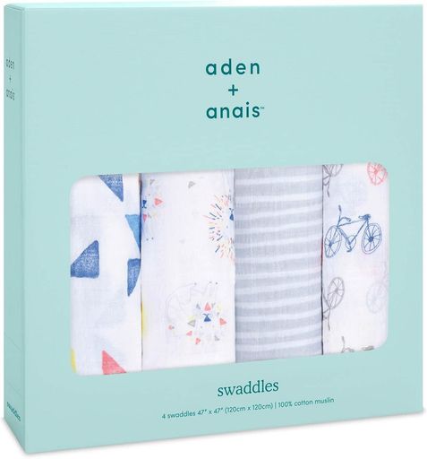 おくるみ ガーゼ ベビー 【 日本正規品 ADEN + ANAIS おくるみ 4枚 セット LEADER OF THE PACK モスリンコットン 100%使用 】 120 × 120CM エイデンアンドアネイ スワドル 赤ちゃん 新生児 2060