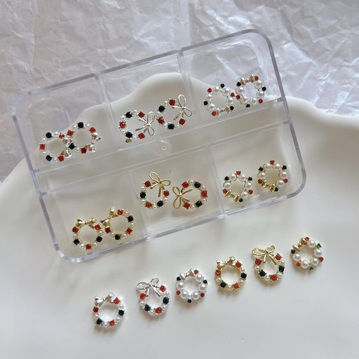 NAILANGELネイルアート装飾パーツクリスマスリースネイルアート合金アクセサリーキット(JA029)