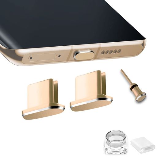 VIWIEU USB C キャップ TYPE-C コネクタカバー、 携帯タイプC ポート充電穴端子防塵プラグ 精密アルミ製で が 超耐久 SIMカード取り出す 防塵 防砂 防水 タブレット/スマホ対応 (2個ゴールド) 紛失防止 ワイヤレス充電に対応