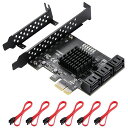 MZHOU PCI EXPRESS SATA3.0 増設ボード 6ポートSATAカード 6GBPS PCI-E SATA 3.0 ヒートシンク付き SATAケーブル付き 拡張カード PCI EXPRESS X1 X4 X8 X16用 WINDOWS(2)
