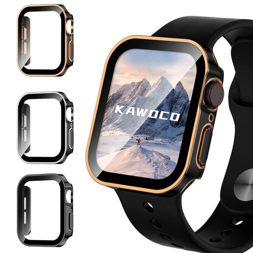 【3枚セット】KAWOCO アップルウォッチ 防水 カバー 保護 IWATCH 45MM SERIES9 SERIES8 SERIES7 直角エッデザイン APPLE WATCH 用 ケース 対応 45MM ブラック/ローズゴールド と 【3枚セット】KAWOCO アップルウォッチ 防水 カバー 保護 IWATCH 45MM SERIES9 SERIES8 SERIES7 直角エッデザイン APPLE WATCH 用 ケース 対応 45MM ブラック/ローズゴールド と